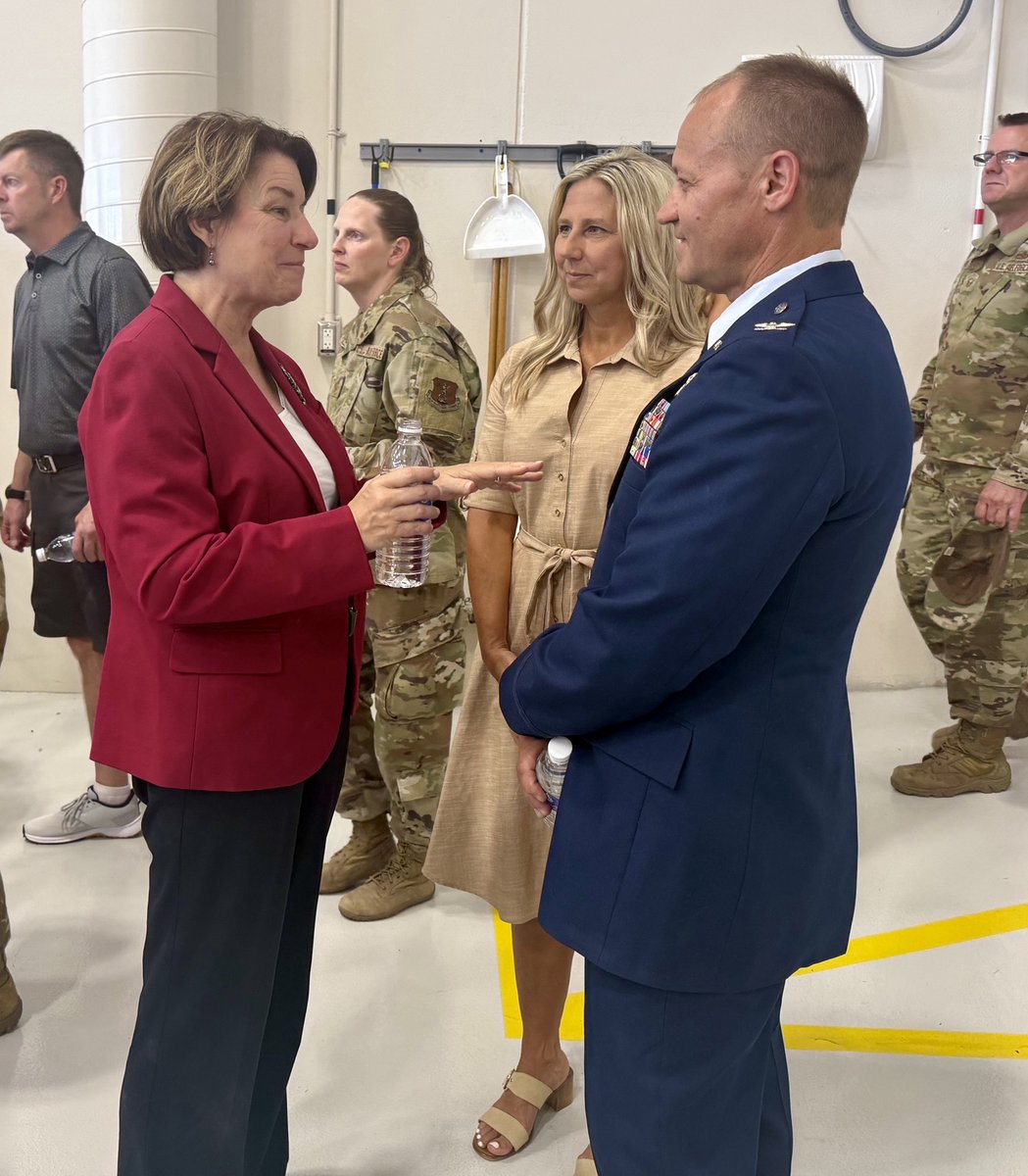 amyklobuchar's tweet photo. It was an honor to join the 148th Fighter Wing in Duluth for its Change of Command ceremony. Thank you to Colonel Aysta for your outstanding leadership, and congratulations to Colonel Grayson as you take command of one of the finest National Guard units in the nation. I'll keep working to ensure the 148th has the resources it needs to carry out its critical mission.