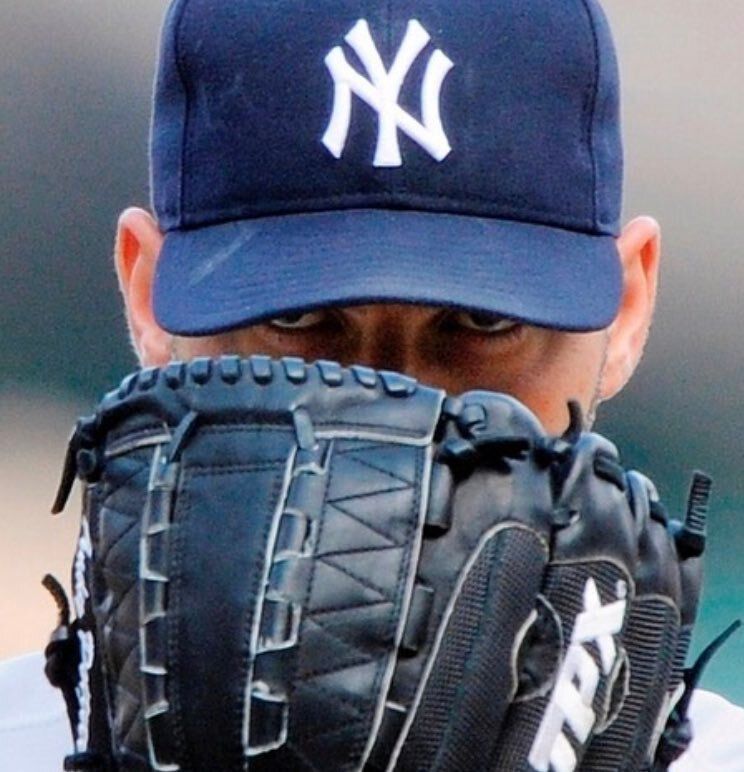 baseballinpix's tweet photo. Andy Pettite getting the sign. His 19 wins in the playoffs are the most in MLB history. https://t.co/r9sI4twqz7