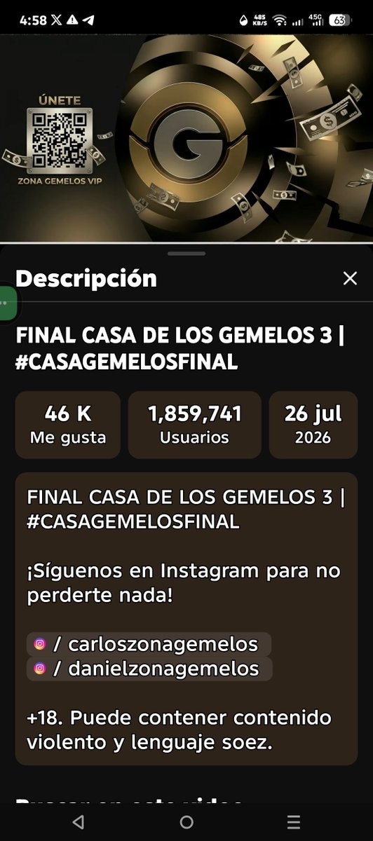 urdanet_jose's tweet photo. 1.8M la final de la edición. Mientras gh argentino y hater y canales malito tratando de destruirlos 
#CasaGemelosFinal https://t.co/0mqC3jUZRx