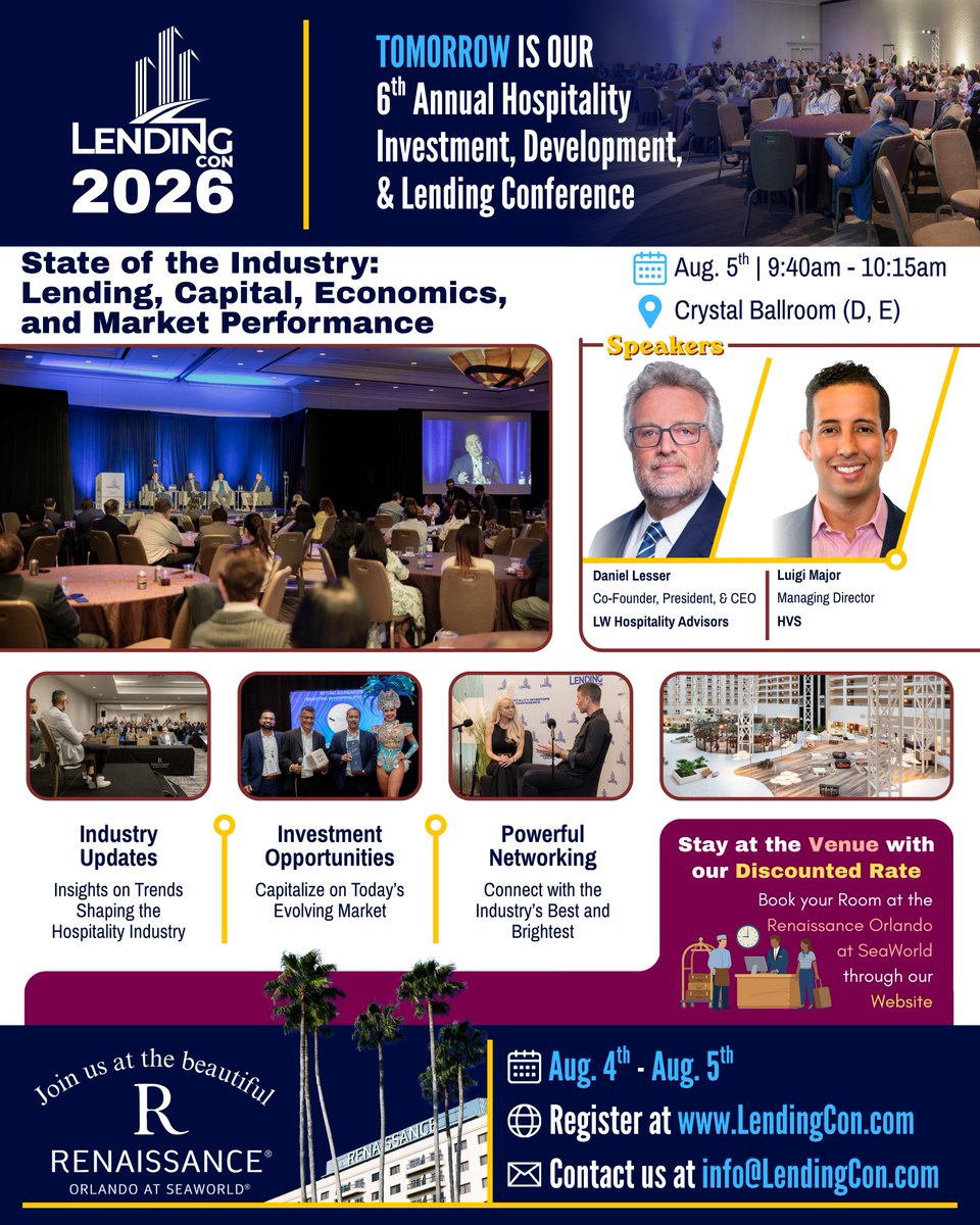 LendingCon_'s tweet photo. 🔗 If you haven't already, now is the time to register for this year's #LendingCon! Visit our website at: https://t.co/6vx2NolVJS ; this will also be the last chance to book a room at the venue using our exclusive, discounted rate by using our link: https://t.co/0je4ZfjkBX https://t.co/LNk8HJTae4