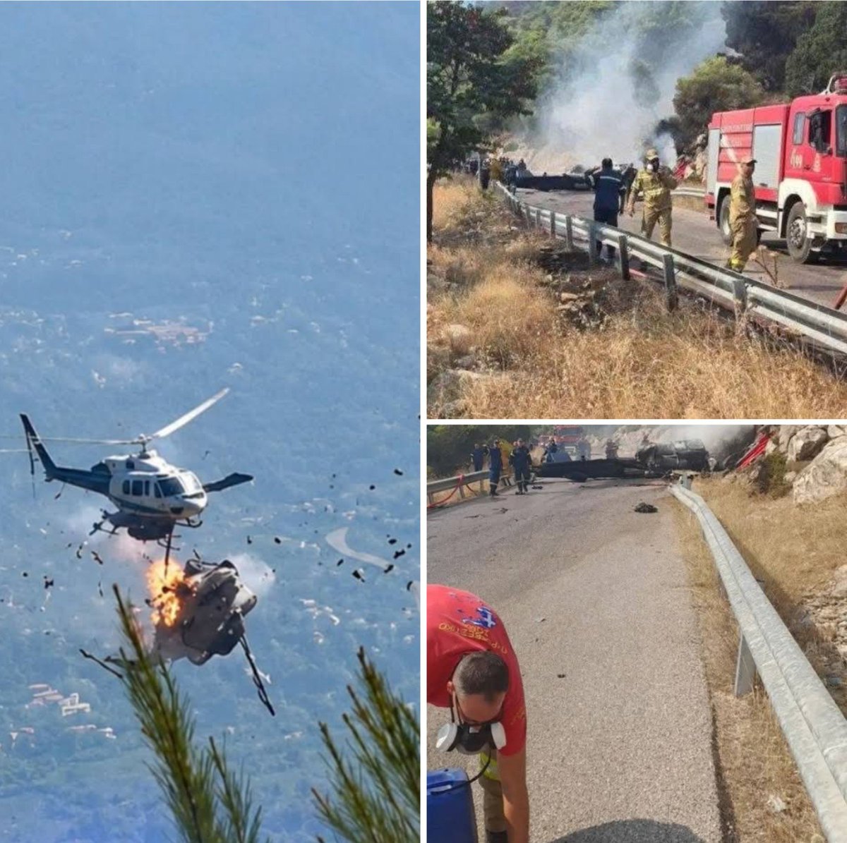 echezabaljd71's tweet photo. ÚLTIMA HORA: DOS PILOTOS FALLECIERON Y OTROS SOBREVIVEN A UN CHOQUE ENTRE DOS HELICÓPTEROS EN GRECIA
Por La Tijera News

Dos helicópteros que participaban en las labores para combatir los devastadores incendios forestales en la zona de Psatha, al oeste de Atenas, colisionaron en pleno vuelo durante una operación de emergencia.

De acuerdo con la información difundida por las autoridades griegas, los tripulantes de una de las aeronaves lograron sobrevivir después de que el piloto consiguiera aterrizar el helicóptero. Sin embargo, los dos ocupantes de la otra aeronave fallecieron a consecuencia del impacto.

Los helicópteros formaban parte del amplio operativo desplegado para contener los incendios que han destruido decenas de viviendas y obligado a evacuar a cientos de personas.

Las autoridades suspendieron temporalmente las operaciones de otros helicópteros del mismo modelo mientras se desarrolla la investigación para determinar las causas del accidente.

La tragedia ocurrió en medio de una intensa ola de calor y de numerosos incendios que afectan a distintas regiones de Grecia.

#LaTijeraNews #Grecia #Atenas #IncendioForestal #Helicopteros #UltimaHora #Europa #NoticiasInternacionales

© LaTijera