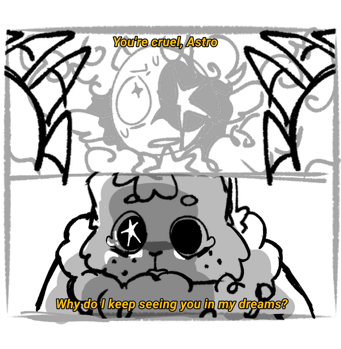 cocoachironic's tweet photo. #cosmichugs comic 🌜🧸 

"Cruel" / a little angsty but with hopeful ending

1/3 https://t.co/nGf9tAH4mc