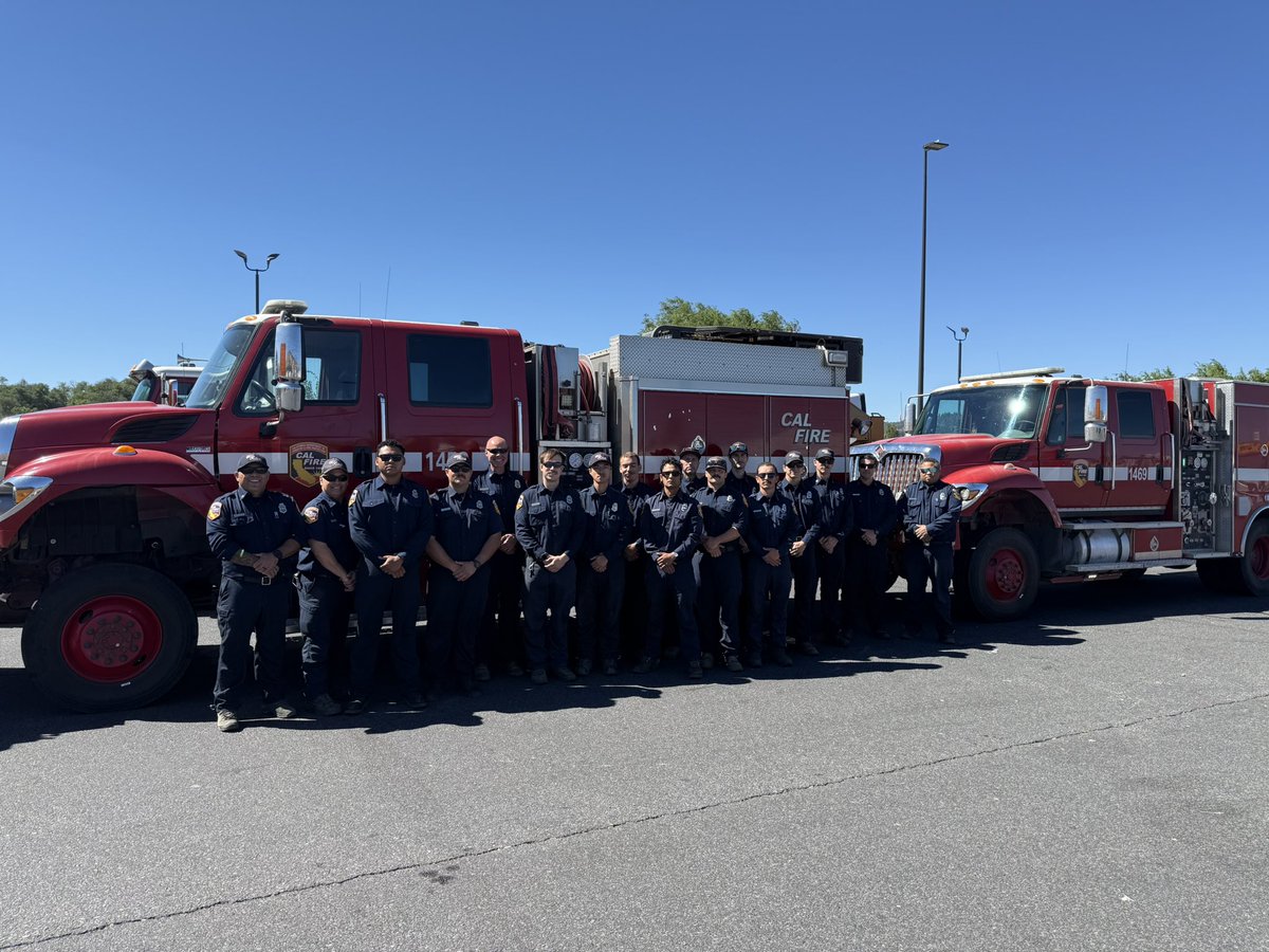 CALFIRELNU's tweet photo. Strike Team 9143C Returning from Oregon
After a 14-day deployment to the #BrewerFire in Oregon, CAL FIRE Strike Team 9143C is heading home to California.
The team included three engines from #CALFIRELNU, two from @CALFIREAEU, a Strike Team Leader and a Strike Team Leader Trainee. We’re happy to report all personnel are doing well and returning home safely.
Thank you to our Oregon partners for their collaboration and coordination throughout the assignment. Mutual aid is built on strong partnerships. When wildfire activity increases, we answer the call, wherever help is needed.
And to our crews - thank you for your dedication, professionalism and commitment to protecting communities. We are proud of you. 👏