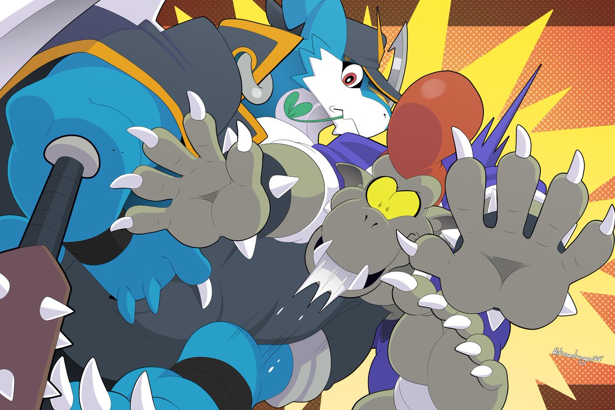 HikazeDragon's tweet photo. Bancho-Exveemon 🆚 Yanki-Goblimon 💙💚

Two Digimon duke it out and became bros right out of the blue! https://t.co/GHdZLcBbba