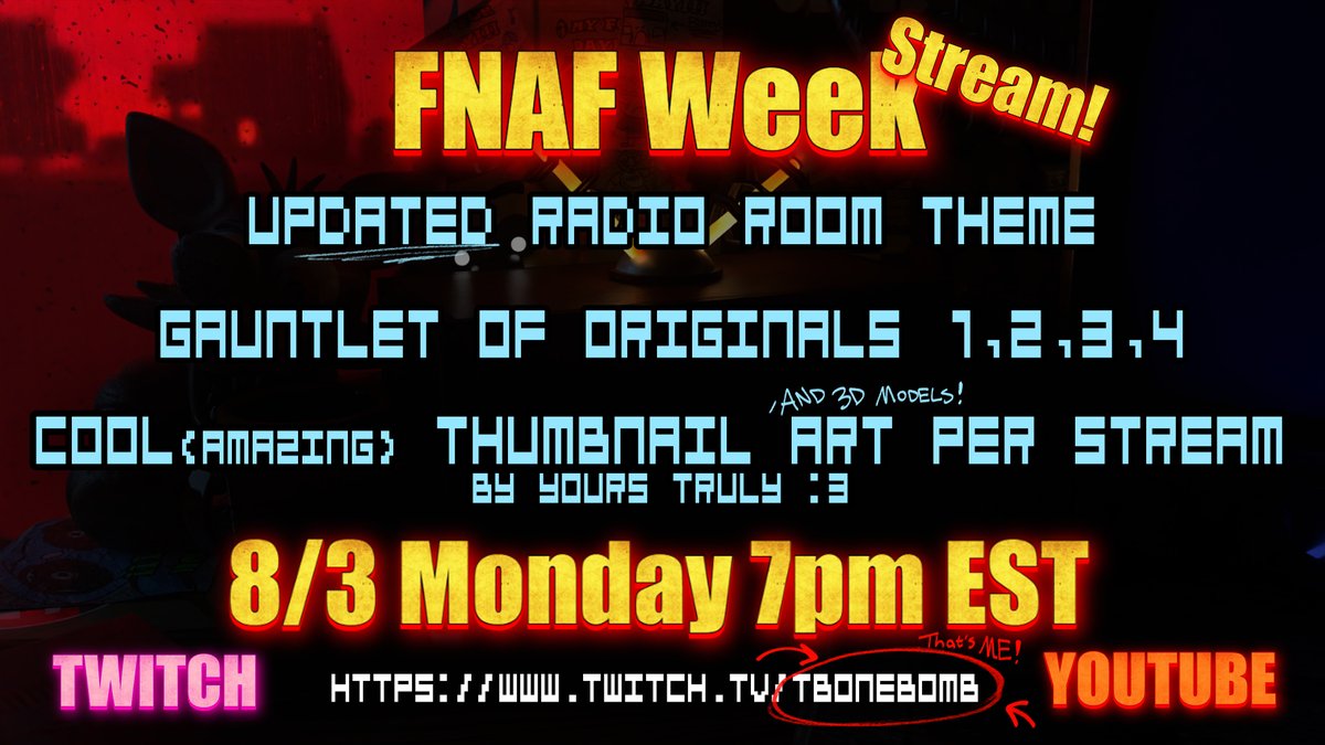 Tbone_draws_SFW's tweet photo. tehe :3 
about time I go through the wringer that is the og FNaF games...

Any and all important links are in my bio! (I dual on both Youtube and Twitch) https://t.co/09DLOJh8U7