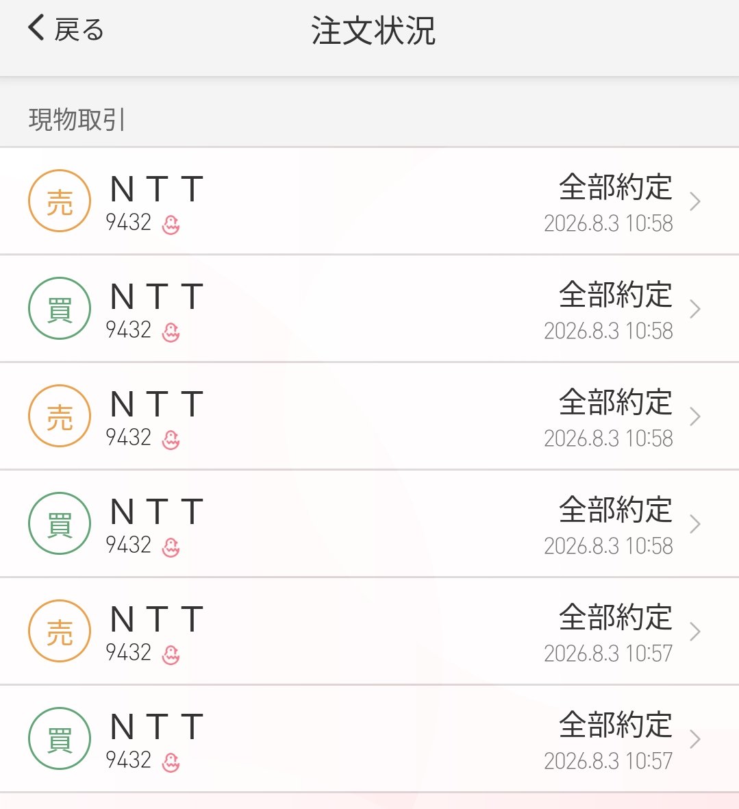 myokodukaiup's tweet photo. 大和コネクト証券ポイント66倍
NTT(9432)即売りで参戦⭐

✅取引
1回目90株
2回目90株
3回目24株
➝合計204株

💸 手数料
327円

これでおそらく2000ポイントもらえるはず😚 https://t.co/W9oUysDq8F