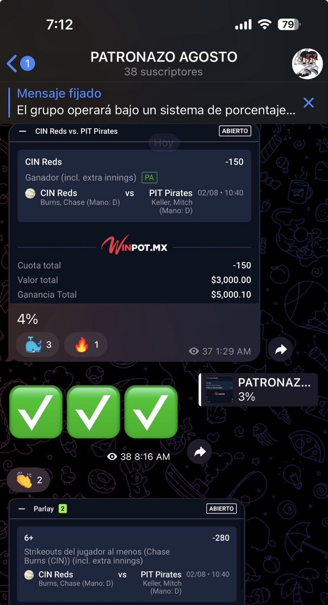 PatronazoPicks's tweet photo. 💰✅: 5 APUESTAS GANADAS EN EL GRUPO EL DÍA DE HOY 🔥🔥🔥

1 APUESTA PENDIENTE ⏳⏳⏳
3 PARLAYS A UN PICK DE HABERSE GANADO

Estamos bien sin duda, empezamos muy bien agosto!!

Si quieres informacion mandame mensaje 🤩🔥 https://t.co/muh1zHdcbx
