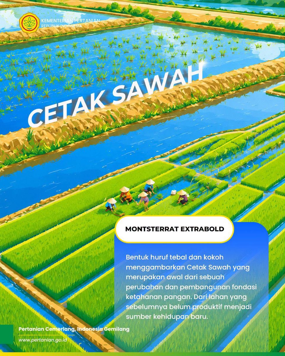 psekp_kementan's tweet photo. SobaTani, pernah kepikiran kalau setiap istilah pertanian ternyata punya font? Yuk, swipe dan temukan filosofi di balik setiap pilihan font. Menurut Sobat Tani, font mana yang paling cocok? Tulis di kolom komentar ya!
#HUT81KemerdekaanRI #PertanianIndonesia #BerdaulatAdilMakmur https://t.co/quCttrCkMD