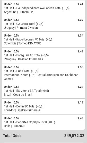 Given19911's tweet photo. First half under 0.5 team goals 
🎫BW664EB128🎫

Tennis total games 
🎫BW6650C7D5🎫

Tennis exact sets 
🎫BW6650C993🎫

Tennis team total games 
🎫BW6650CB5B🎫 https://t.co/DuMAkUdonI