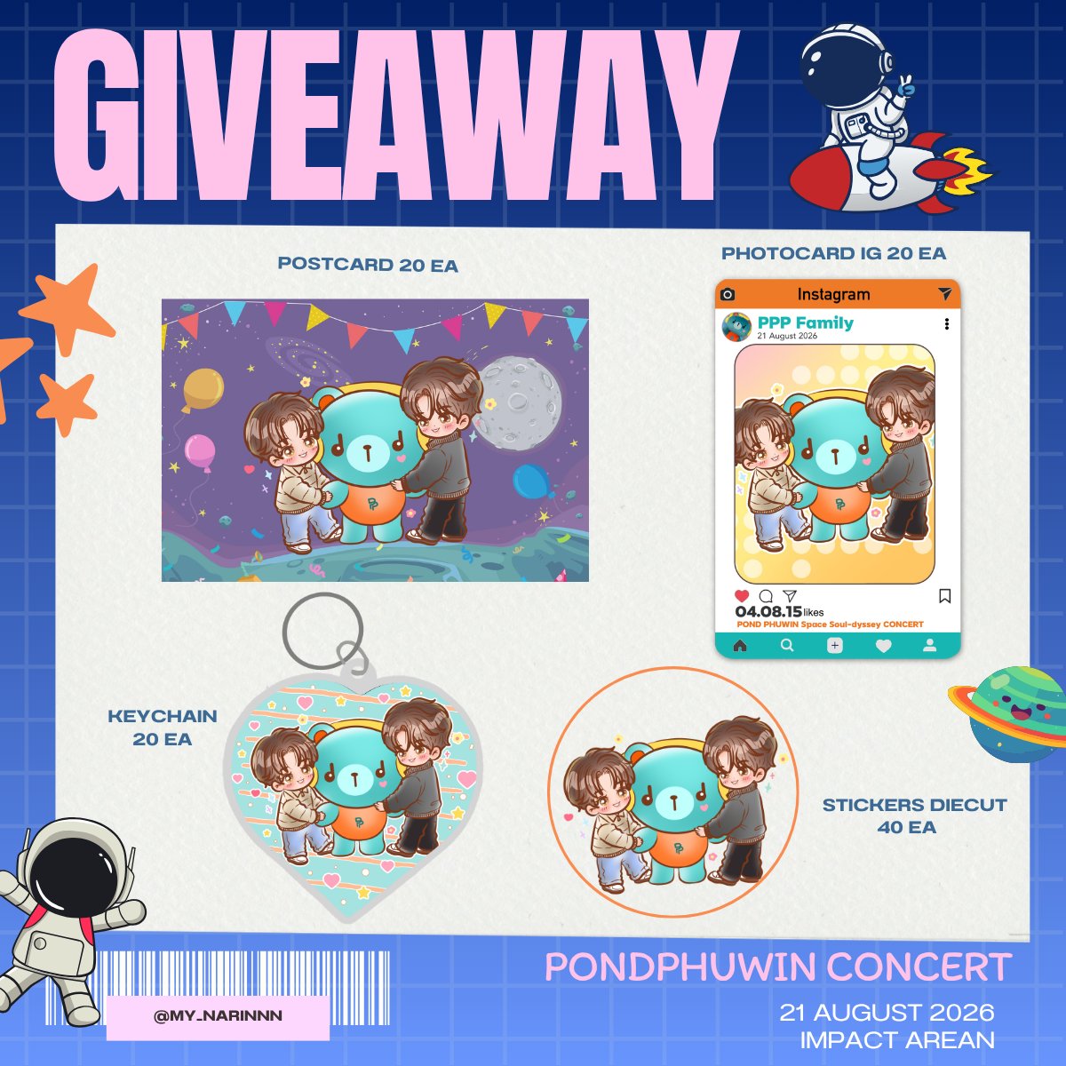 my_narinnn's tweet photo. pls kindly rt ♡ ฝากรีค้าบบ
⊹ giveaways for #PondPhuwinConcert ⊹

🗓 21 August 
📍Impact Arena
🕕 TBA. 

♡Postcard / Photocard /Keychain 20 ea  ♡stickers 40 ea ♡

✨มารับน้องกลับบ้านกันน๊าาา✨

#ปอนด์ภูวินทร์ #PondPhuwin
#ppnaravit #phuwintang https://t.co/WRbNZp1aIR