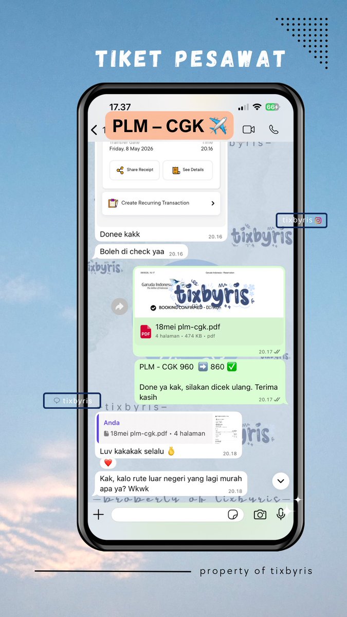 tixbyris's tweet photo. CGK - BDJ, BTH - SUB, PKY - YIA, PLM - CGK (tiket pesawat)

Open promo tiket pesawat &amp; hotel ya. Harga lebih murah dari aplikasi. Tanya diskon langsung ke WA https://t.co/5VDOdIDttR