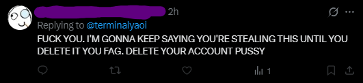 terminalyaoi's tweet photo. @AppelFools im sorry but im literally scared for my life rn

im a minor and this nazi keeps threatening me so im just blocking all his accounts

he's tried to dox me before https://t.co/xHOjpT5xZR