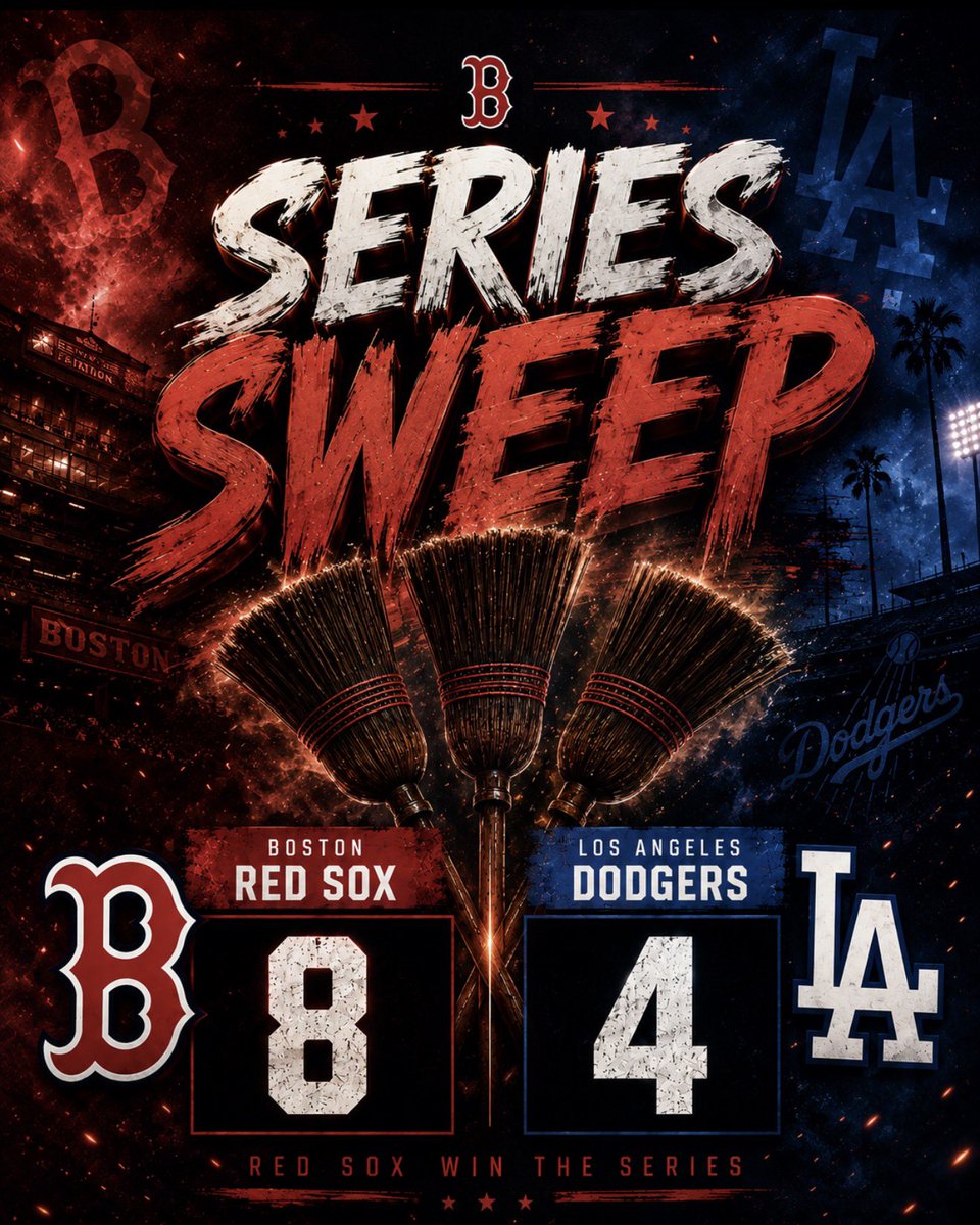 pesky_podcast's tweet photo. HOW SWEEP IT IS 🧹🧹🧹 

RED SOX SWEEP THE DODGERS IN LA 

with the trade deadline tomorrow let’s see if the Red Sox add to this roster to make a deep October push! 

#DirtyWater https://t.co/DZKwNutWFj