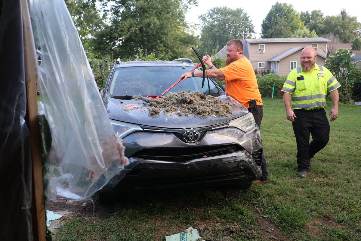 IFD_NEWS's tweet photo. the side of the home and attempted to position the rear of the car next to the wood pile.  When he attempted to back the vehicle up toward the pile - he did not realize that the car was in drive - not reverse.    He gunned the gas pedal, drove over the family garden/flower bed https://t.co/BW2ZXQBGhi
