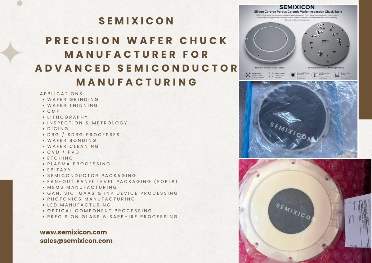 DiamondSemi's tweet photo. SEMIXICON manufactures&amp;supplies Porous Ceramic Vacuum Chuck Tables https://t.co/5PQIMoATMM #WaferChuck #VacuumChuck #PorousVacuumChuck #WaferCleaning #WaferPolishing #Metrology #PrecisionCeramics #CeramicMachining #SemiconductorManufacturing #ThinWafer #300mmWafer #VacuumHolding https://t.co/3n8NNum1Ng