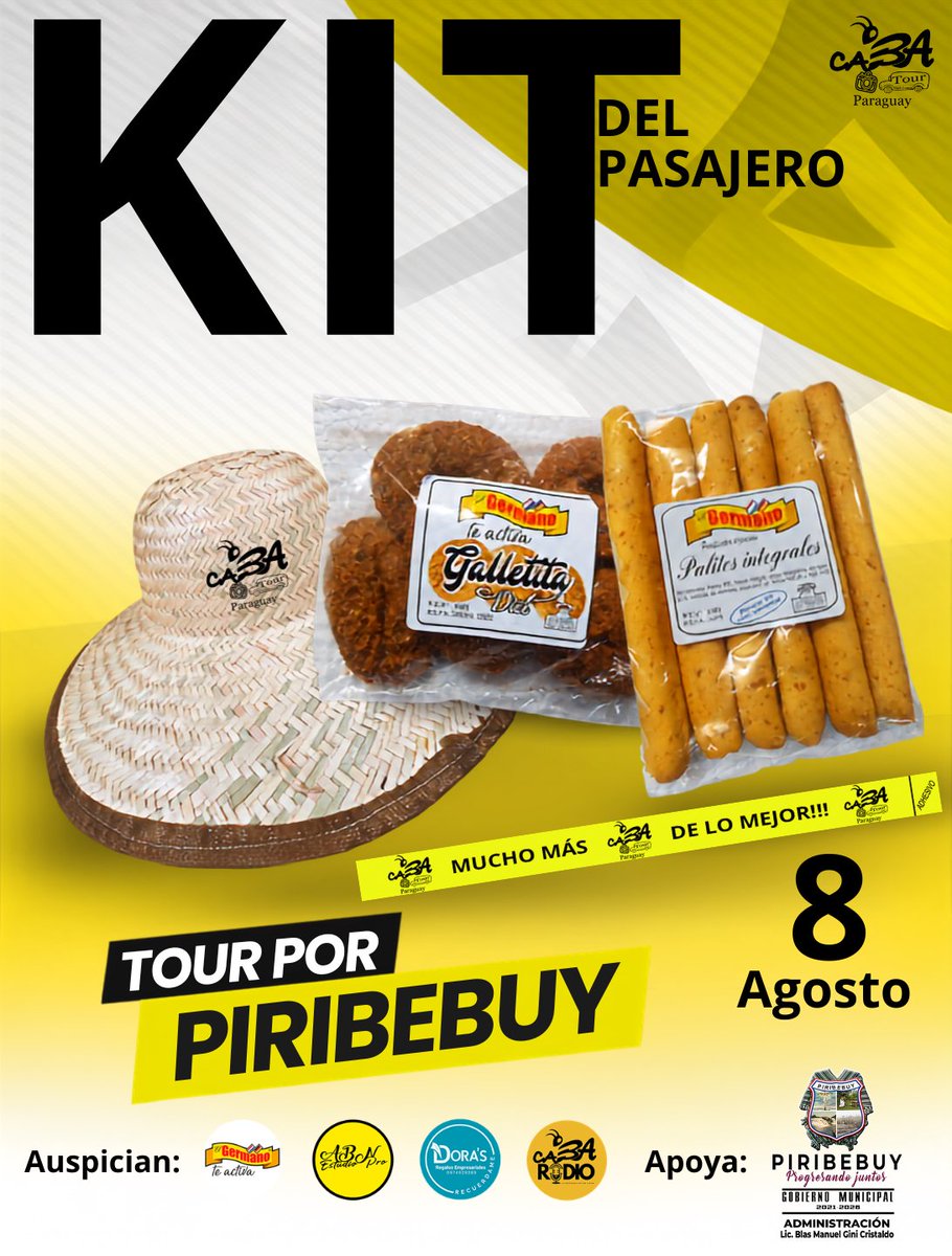 CabaTourPy's tweet photo. Para nuestro viaje a Piribebuy, te llevas este espectacular #KitdelPasajero 👌 

Reserva tu lugar al 0985844703 para Viajar, salimos desde el Km 5, Asunción, el Sabado 8 de Agosto!

Revivi la Batalla de Piribebuy y disfruta de los Servicios de la Agencia de Viajes CABA TOUR https://t.co/JuVx50GsbN
