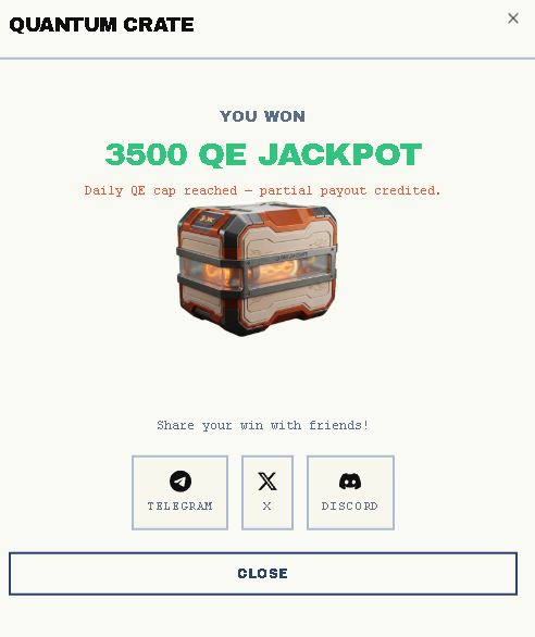 Bulungan_Jkrt's tweet photo. I just won 3500 QE JACKPOT from a Quantum Crate on DAC Network! 🎉 https://t.co/3w19Eth8sW 
@dac_chain https://t.co/muAEyKlBW5