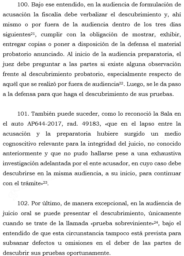 loviedoH's tweet photo. Corte S. Rad. 68733/26 Prevaricato por acción.

Cuando Fiscalía descubre elementos después de F. de Acusación por no tener conocimiento previo de ello y lo presenta en A. Preparatoria no es P. sobreviniente sino descubrimiento flexible o extemporáneo válidamente. https://t.co/m69x8QHeOw