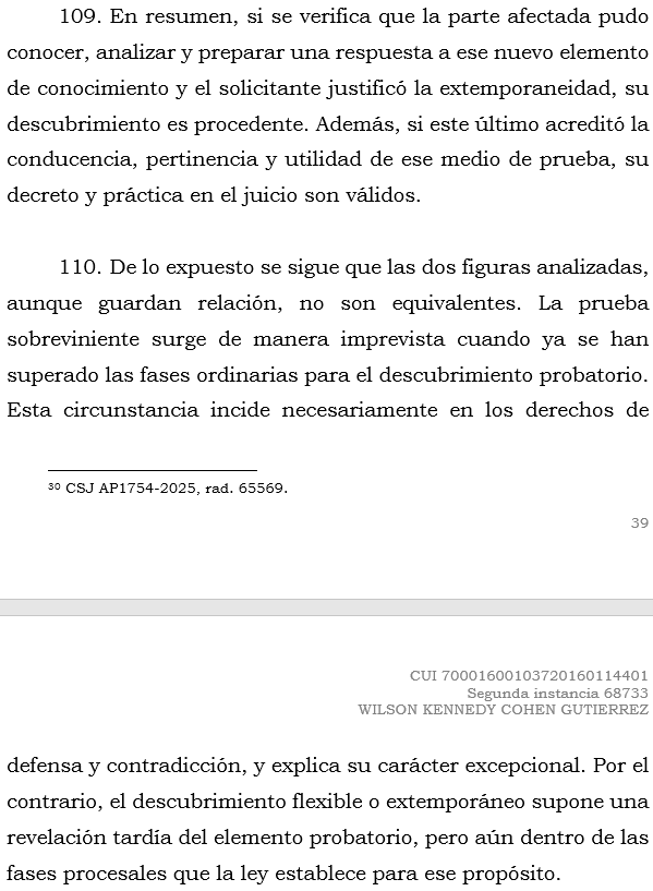 loviedoH's tweet photo. Corte S. Rad. 68733/26 Prevaricato por acción.

Cuando Fiscalía descubre elementos después de F. de Acusación por no tener conocimiento previo de ello y lo presenta en A. Preparatoria no es P. sobreviniente sino descubrimiento flexible o extemporáneo válidamente. https://t.co/m69x8QHeOw