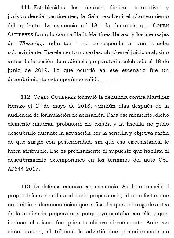 loviedoH's tweet photo. Corte S. Rad. 68733/26 Prevaricato por acción.

Cuando Fiscalía descubre elementos después de F. de Acusación por no tener conocimiento previo de ello y lo presenta en A. Preparatoria no es P. sobreviniente sino descubrimiento flexible o extemporáneo válidamente. https://t.co/m69x8QHeOw