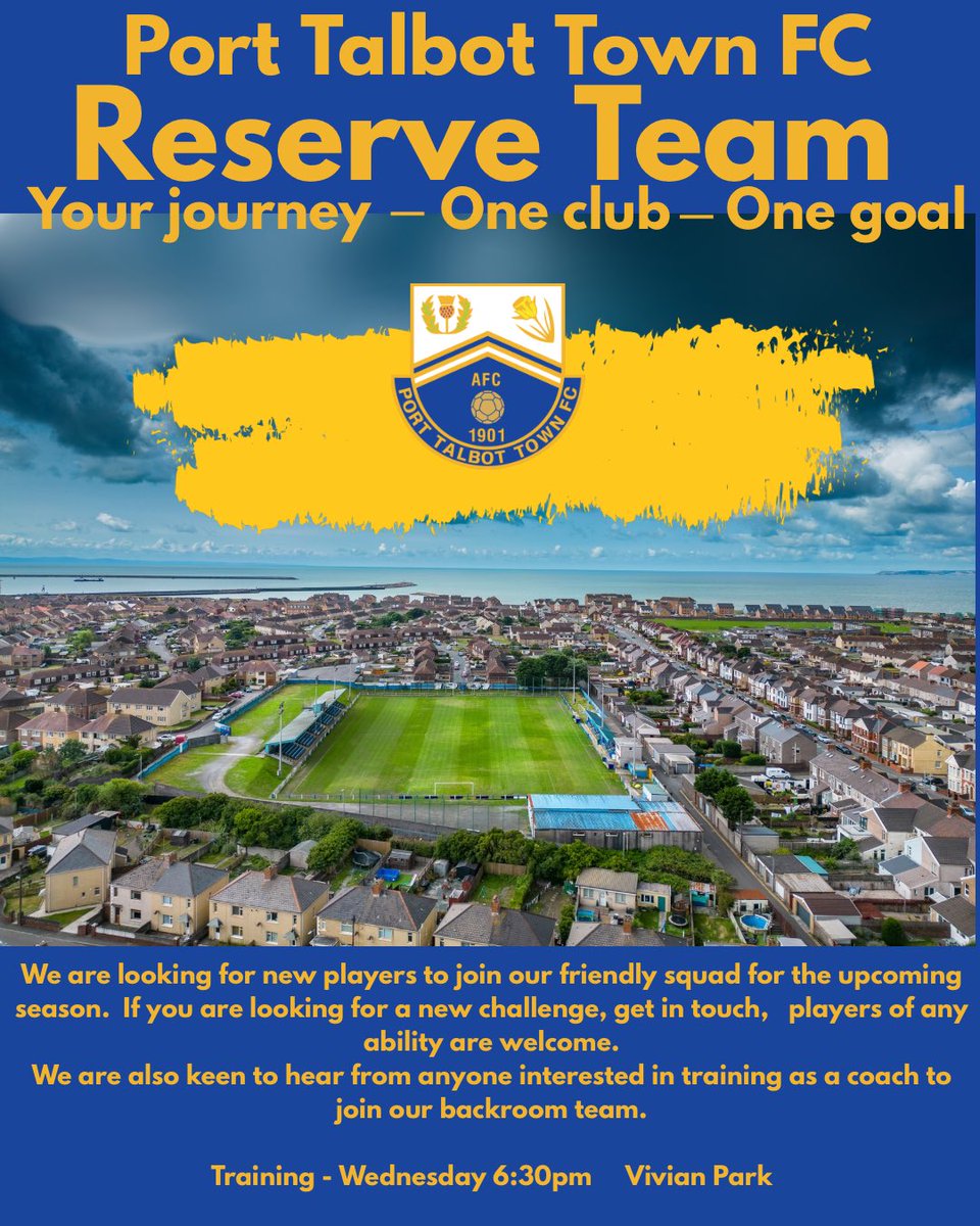 PortTalbotTown's tweet photo. Anyone looking for a new challenge, get in touch 💙 https://t.co/O5qPoFNJ61