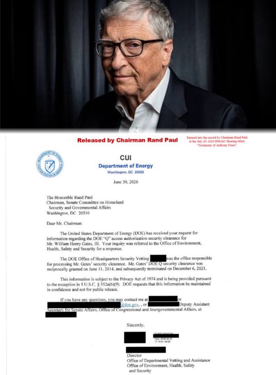 liz_churchill10's tweet photo. Unelected Health Czar and Eugenicist, Bill Gates, held a ‘Top Secret Q Clearance’ for 7 years and the Department of Energy refuses to say why…

Is this Psychopath a CIA Operative that plans ‘Pandemics’…? https://t.co/qO5hhJgPHJ