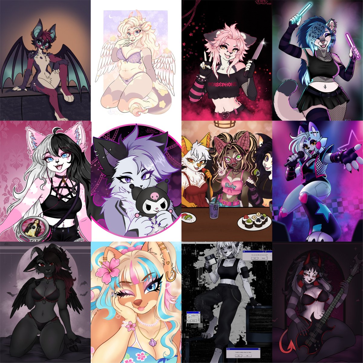 selenesaysawoo's tweet photo. every piece I finished in July 🖤 my busiest month ever! let's keep this party going into fall! 🦇🎃 https://t.co/7dnPTf8CR6