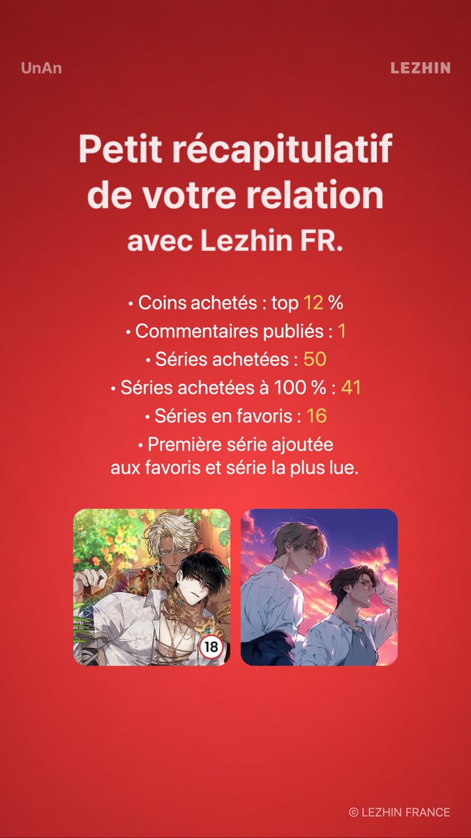 Bj_Vanilla's tweet photo. Ayant troqué Lezhin US pour Lezhin FR il y a seulement quelques mois, je suis assez satisfaite de mon bilan annuel ☺️ https://t.co/rot5NS3tFS