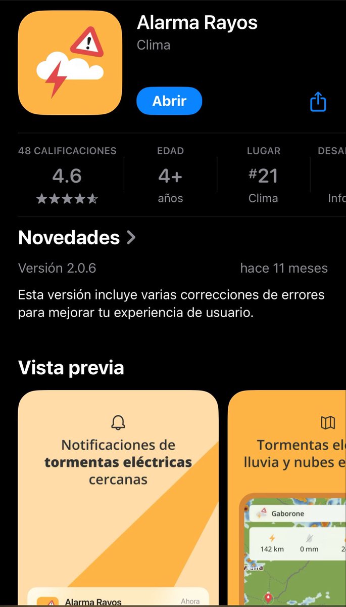 Aficionadoo3000's tweet photo. @javicnstanzac *alarma rayos* esta en la app store https://t.co/pbVpWWY2pu