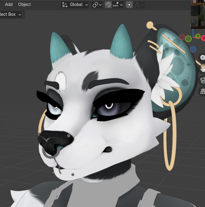 GhulMonster's tweet photo. Stopped being lazy and did my horn textures so it looked like they came out of my head properly. 

Did a lot of sculpt adjustments for the body, new clothes and accessories. Getting it ready for unity 

#furry #vrc #vrchat #blender #foxipaws #hyenid #anthro https://t.co/EjdI4DKsoI