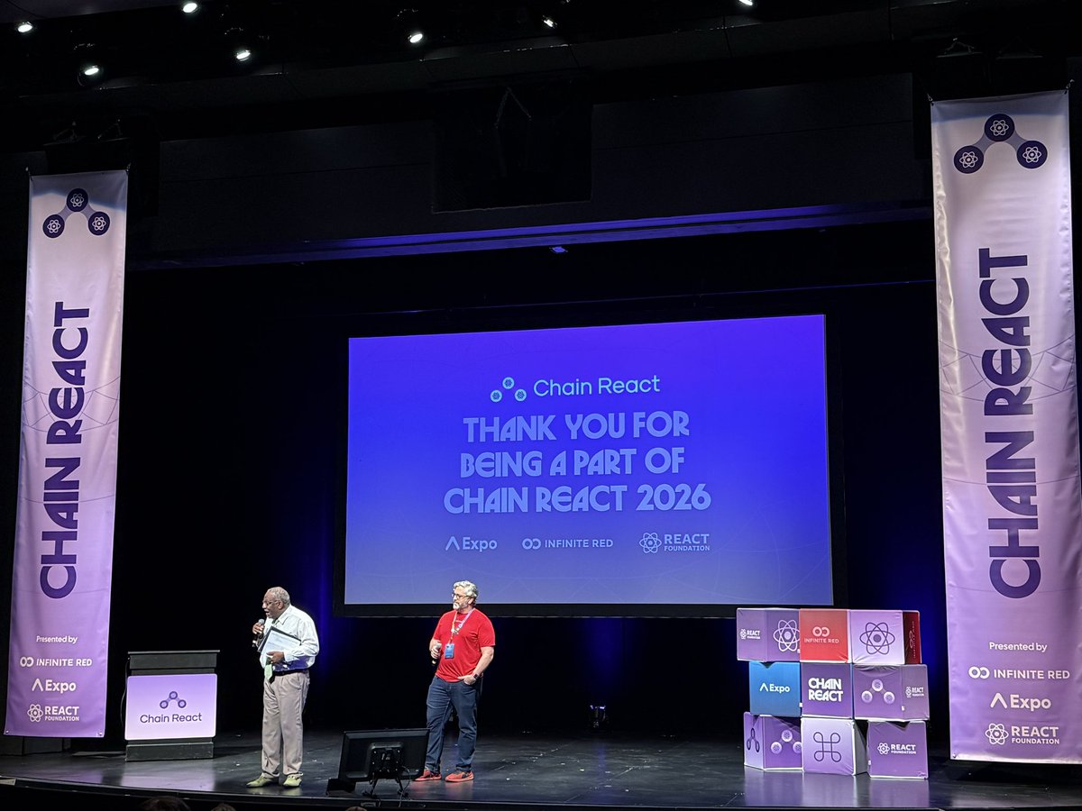 brettsaxon's tweet photo. Great weekend in Portland and at @ChainReactConf! I definitely didn’t talk to as many folks as I should have but all the speakers were stellar! Thanks @infinite_red, @expo and React Foundation for putting it on! And  @KennethLafrance one of the best MC’s out there. #ChainReact https://t.co/pZ6NUdgeAX
