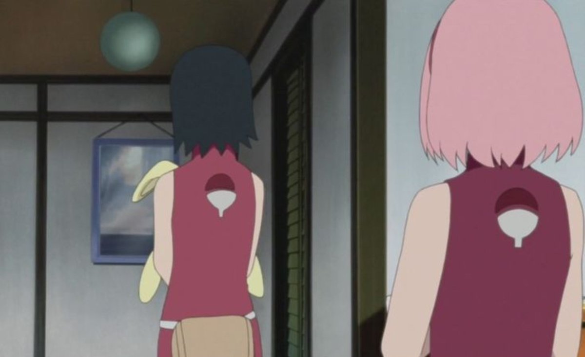 kushisaky's tweet photo. O Sasuke não usar mais o símbolo do clã, mas a esposa e a filha dele sim, pra mim, significa a realização do maior desejo dele: o de restaurar a honra dos Uchihas. https://t.co/BnXUELgiK3