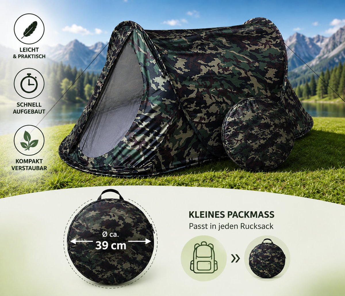 lookforthebch's tweet photo. 🏕️ Kompaktes Tarnzelt für unterwegs!
Schnell aufgebaut, leicht zu transportieren und zusammengefaltet nur ca. 39 cm Durchmesser. Ideal für Camping, Angeln & Outdoor 🌲
👉 Jetzt kaufen: https://t.co/upmW6hVJrR
#Zelt #Wurfzelt #Openair #Camping #Outdoor #Angeln #Schweiz #Swissalps https://t.co/UZg3e0zzlx