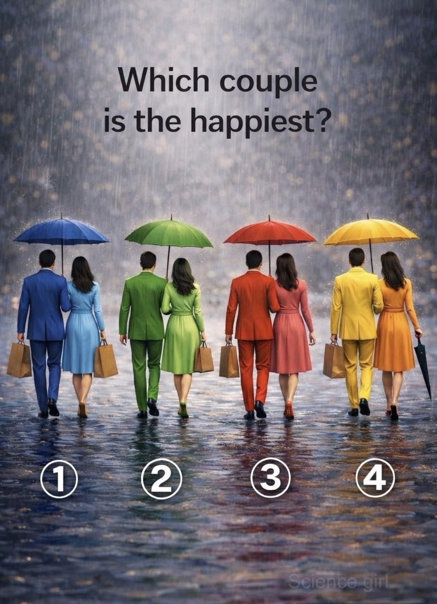 vijayanest22031's tweet photo. Global Brain Teaser!

Look closely before you decide, Only one choice feels right. 

Which couple do you think is the happiest?👀 https://t.co/GILr3jJkkf