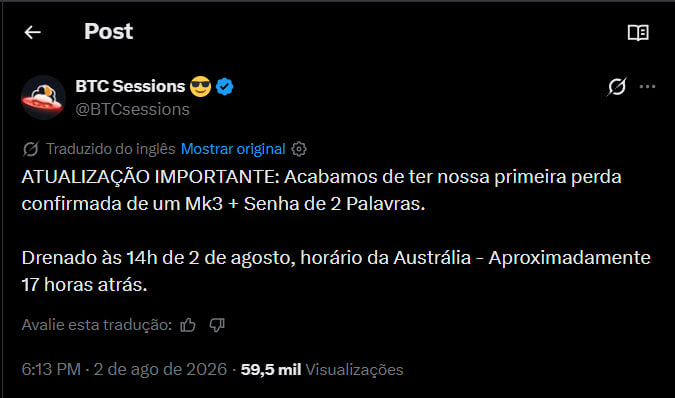stackfy's tweet photo. Relatos de clientes da COLDCARD que tiveram fundos roubados mesmo ao adicionar uma Passphrase.

obs: as palavras passe eram de baixa entropia.

via @BTCsessions https://t.co/67FRHLEAXq