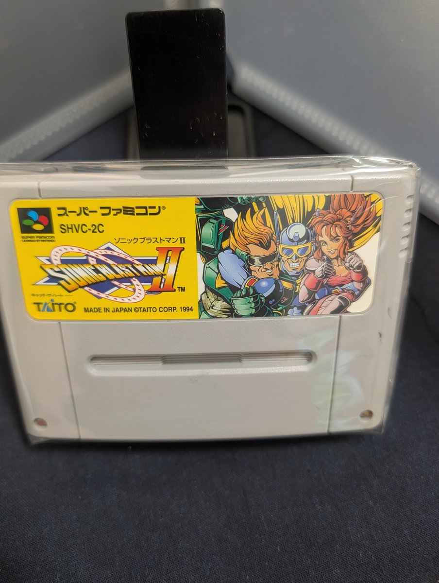 G_Ben76's tweet photo. ❏❏購入品❏❏

　◈　ソニックブラストマン2

〘種類〙　SFCソフト
〘価格〙　￥5000
〘購日〙　2026/07/31

1は持ってませんが2を先に入手出来ました。珍しいと言えば珍しいですが探せば無いことは無い位の微妙なライン。1より良くなってるそうでサクッと遊べそうなんで楽しみ！ https://t.co/TUCy4dirv4
