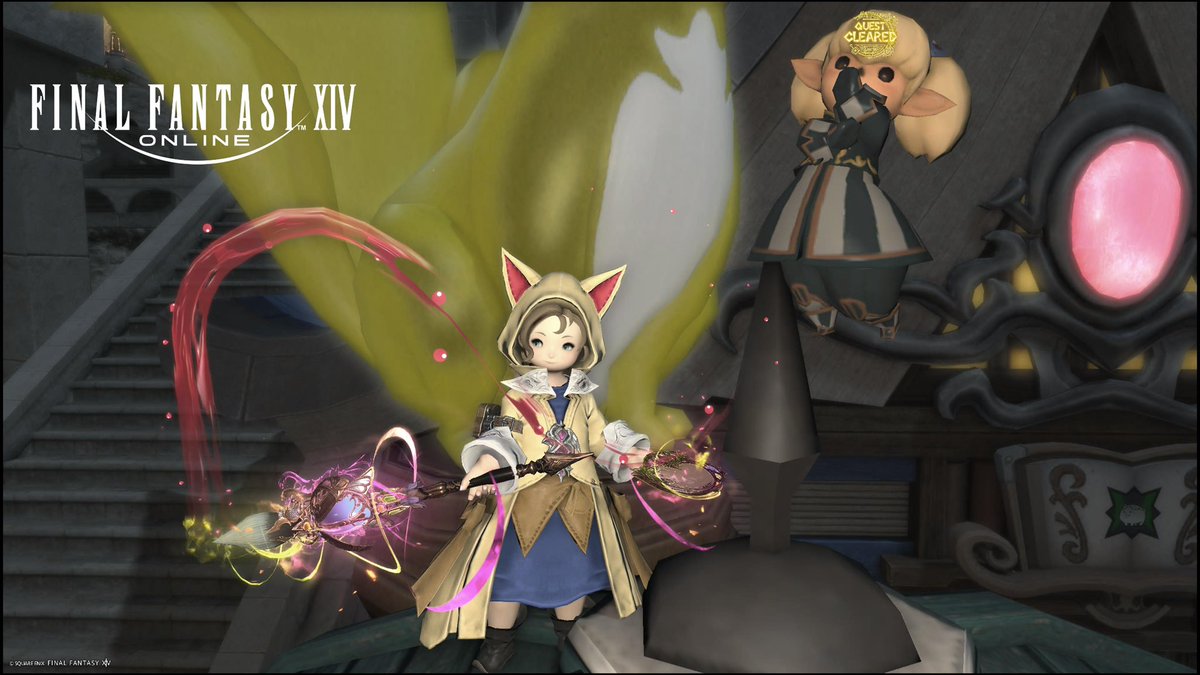 Krile_Mayer_'s tweet photo. クルル
「博士…ファントムウェポン完成した！
やっと終わった…」

シャントット
「当然ですわね」

クルル
「博士、恐ろしい…」

シャントット
「今頃ですの？」

クルル
「もう逆らわない！」

シャントット
「よろしいですわ」
オーホッホッホ！

※身をもって実感

#FF14 #FF11 #おはララ https://t.co/yN38ZVKCvx