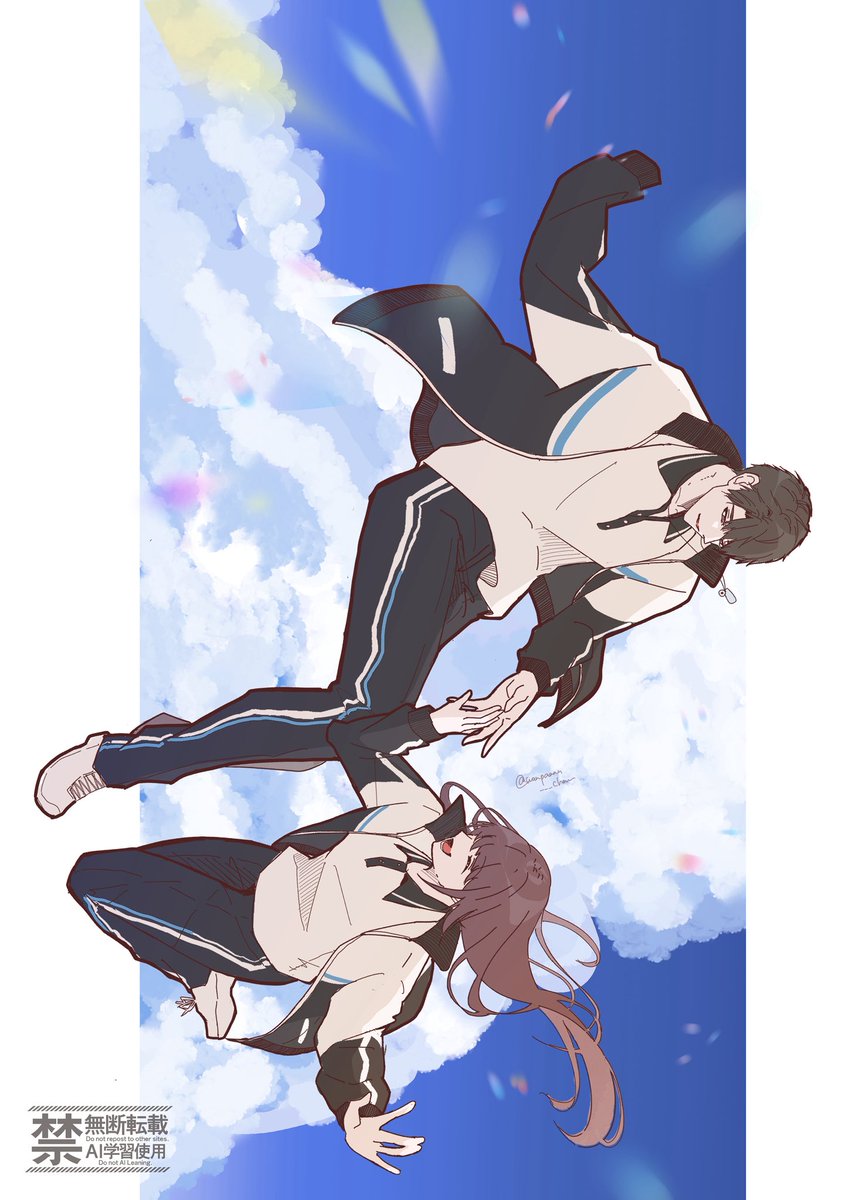 wanpaaan___chan's tweet photo. 「お前が一緒なら、どんな地獄も天国になる」
#恋と深空二次創作
「私はずっとマヒルの隣にいるよ！」 https://t.co/0uS548aBKu
