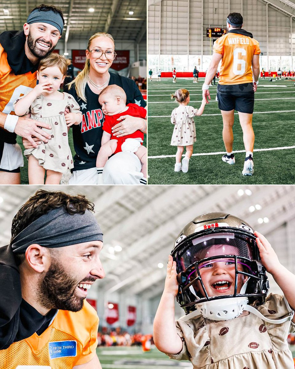 YahooSports's tweet photo. Baker Mayfield brought his family out to Bucs training camp on Sunday ❤️

(📸: @Buccaneers) https://t.co/MbbGbw9fsm
