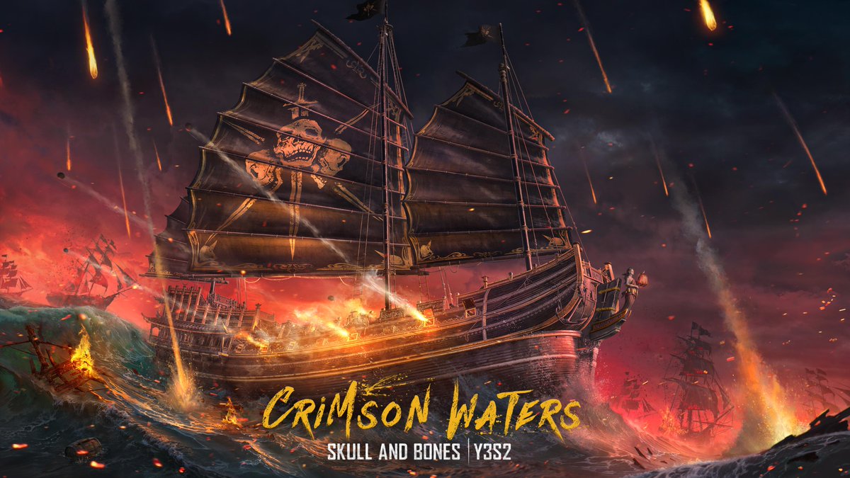 skullnbonesgame's tweet photo. The tide turns crimson 🌊🔥 Year 3 Season 2 sets sail August 18. 
Keep your eyes on the horizon, captain. More will be revealed soon. https://t.co/xdBFd2r7vB