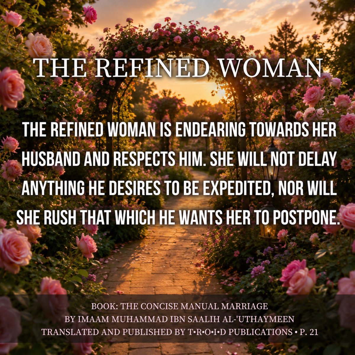 AHLUSSUNNAHFW's tweet photo. Riyad as-Salihin 286
Umm Salamah (May Allah be pleased with her) reported:
Messenger of Allah (ﷺ) said, “Any woman dies while her husband is pleased with her, she will enter Jannah”. https://t.co/I39dHFu75M