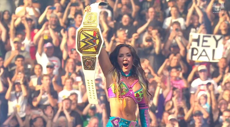 AcervoWWBR's tweet photo. CHELSEA GREEN É A NOVA CAMPEÃ MUNDIAL DA WWE!!!!!!

#SummerSlam https://t.co/PQ8TsaoVCf