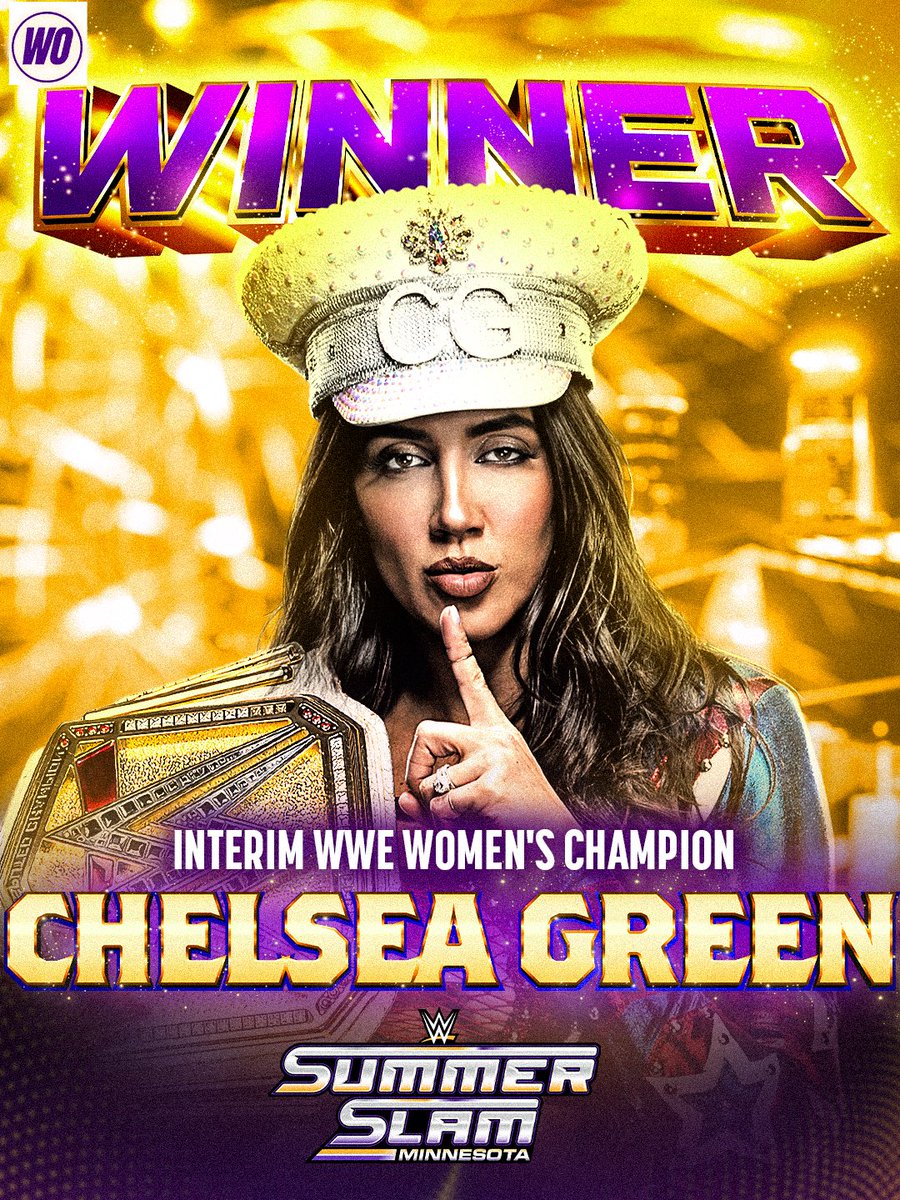 WrestleOps's tweet photo. 🚨 Chelsea Green is the NEW Interim Women’s Champion.

#SummerSlam https://t.co/m6Wr3kAFCu