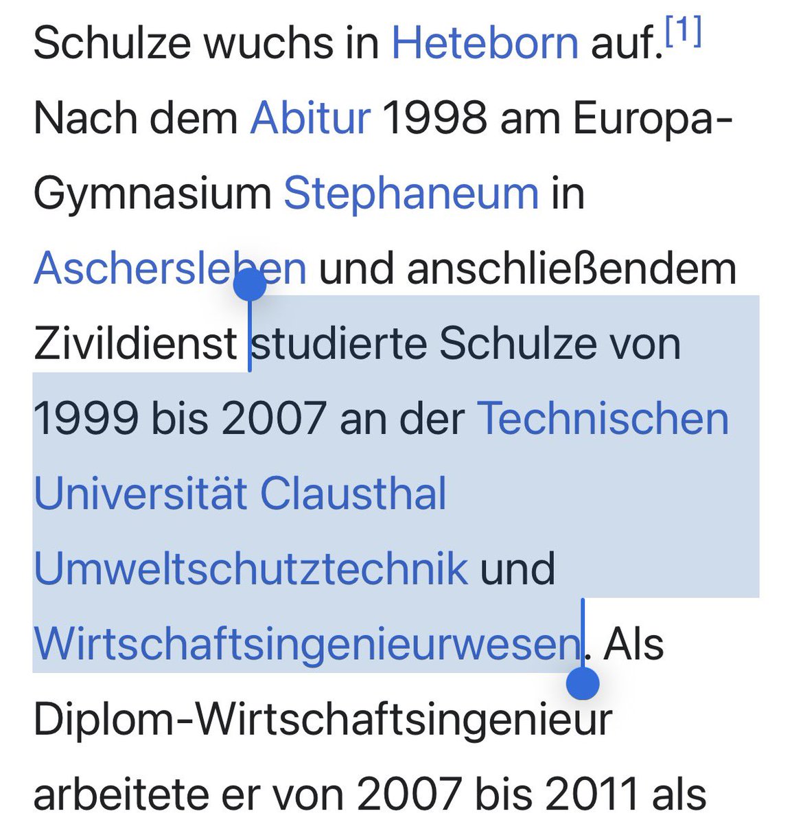 SprachPhilo's tweet photo. Ein interessantes Detail in der Vita von Sven #Schulze: „Umweltschutztechnik“ und „Wirtschaftsingenieurwesen“ waren an der TU Clausthal zwei getrennte Studiengänge. Hat Herr Schulze ein Doppelstudium absolviert? Das würde die sehr lange Studiendauer von acht Jahren erklären.
Oder hat Herr Schulze sein Studium gewechselt? Dann hätte er aber ein Fach nicht abgeschlossen.
Auch hier: Transparenz vonnöten!