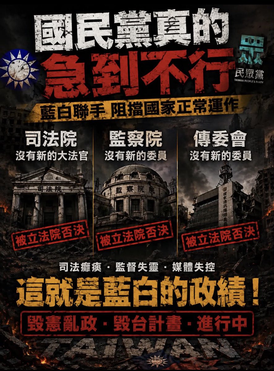OttoHuang120's tweet photo. 藍白黨 陸續癱瘓 政府機關 無法運作，
這不是 監督，這是 亂台 https://t.co/AgZtFpRZVK