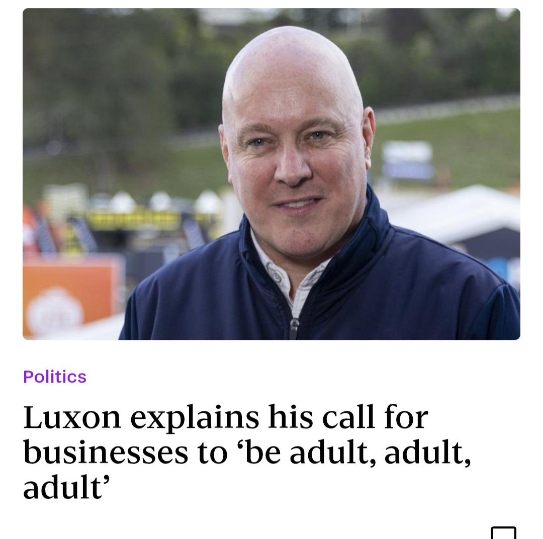 AynRandy666's tweet photo. As usual when he has screwed up, Luxon runs screaming to Mike Hosking at ZB like a toddler who has stubbed his toe.

Mike makes him feel better. And less inadequate. 

Unfortunately for Mr Luxon, most real "adults" don't listen to ZB.. 😂 #nzpol https://t.co/fqOshK77eJ
