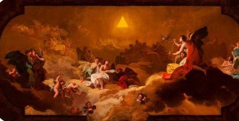 RawRhubarb's tweet photo. @archaix138 The pictures with a triangle behind his head also looks bizarre. Current explanation is it represents the unity, but is there anything in your studies that share a different meaning for God, pythagoros, Jesus with a triangle? https://t.co/hijHBurdrU