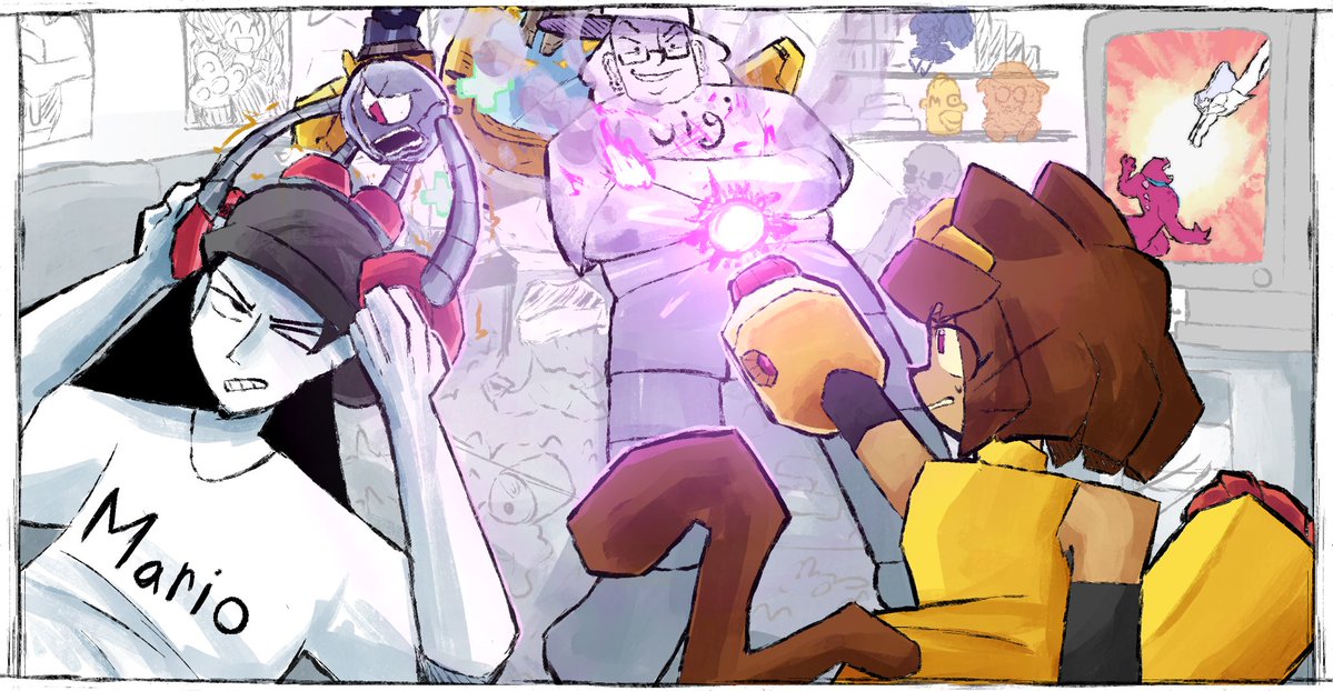 wavingpetals's tweet photo. Commision for @FicketyStudio (Fellow 1-Up House fan)

— Db coopers rotting corpse : —
Devin and Jorge (The 1-up House) vs Kit and Kaboodle (Gameoverse)

#Gameoverse #1uphouse #DEATHBATTLE https://t.co/BksfqaAT1S