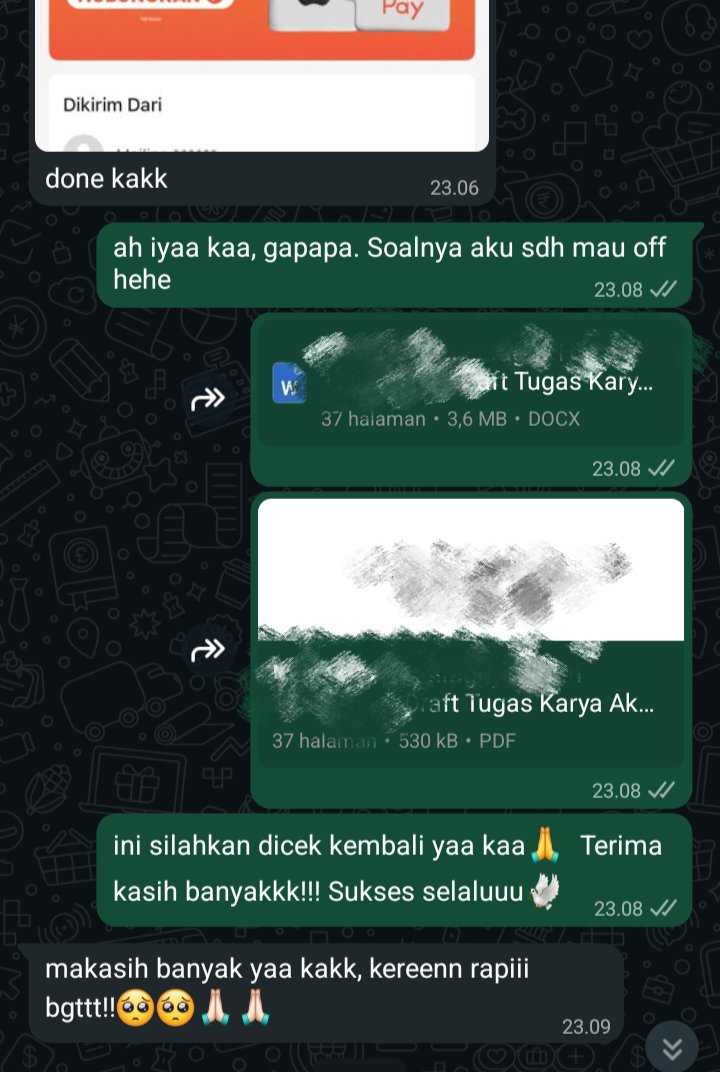 rennnreal's tweet photo. seneng banget dapet respon begini🥹 terima kasih banyak atas kepercayaannya

btw jadi kangen mendeley, soalnya seminggu terakhir bener-bener didominasi sama formatting skripsi, tesis maupun tugas akhir lainnya. 
Aku masih open terus yaa
#jokitugas #zonauang https://t.co/g49BMzu56S