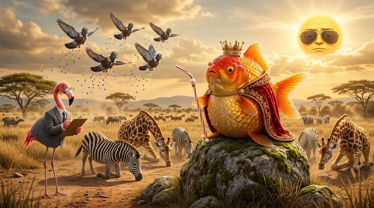 Digitalart_art's tweet photo. https://t.co/6fbUeFnFYR
#CleanNFT #Tezos #objkt #objktcom #King #Goldfish #Crown #Savanna #Africa #dropart #Zebra #Flamingo #Pigeon #Sun #Sunglasses #Royal #Epic #Surreal #Funny #MemeArt #Nature #AnimalPortrait #DigitalArt #1of1 #NFT #CryptoArt #Cinematic #Golden #artshare https://t.co/eBJIC5DzPZ